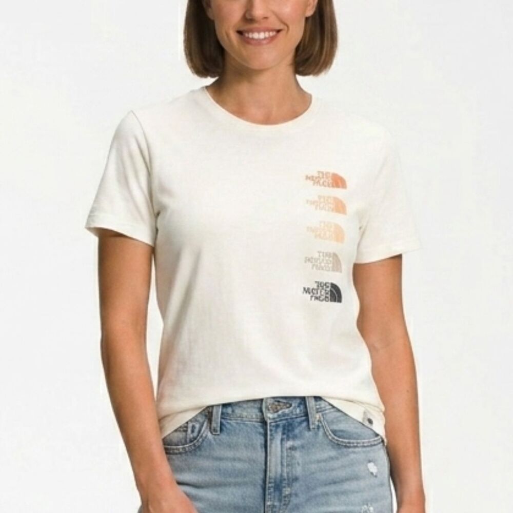 THE NORTH FACE T-Shirt Cotton Off-White Women Size Small NEW NWT